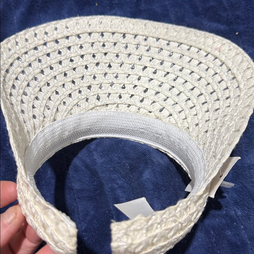Women's White Opp Straw Sun Visor - Picture 6 of 14